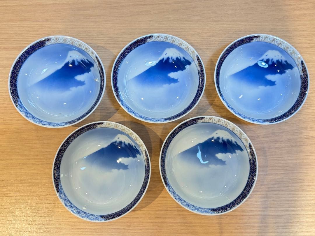 A8092【深川製磁】富士山 飯碗 小 5個セット