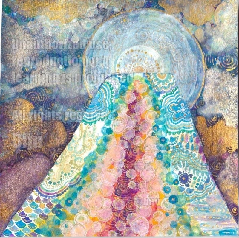 原画【蒼の富士】　和柄　 original painting　Mt.Fuji