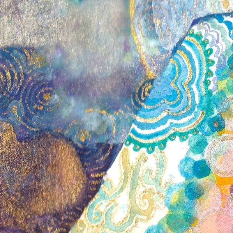 原画【蒼の富士】　和柄　 original painting　Mt.Fuji