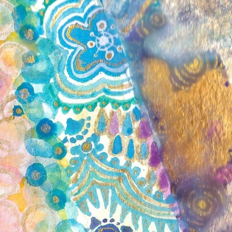 原画【蒼の富士】　和柄　 original painting　Mt.Fuji