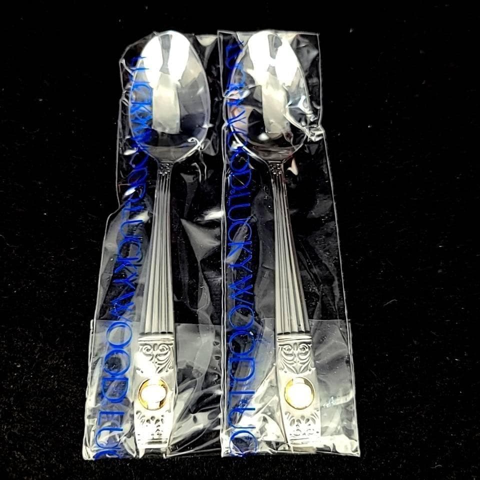 ●未使用/ラッキーウッド　カトラリー　洋白銀器　スプーン　14本　箱つき 1