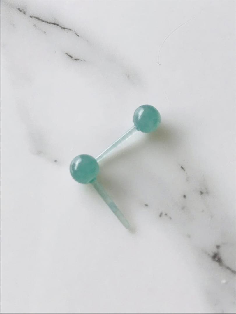[P200-001] 翡翠　ピアス　天然石　グアテマラ産　ブルーグリーン　小粒