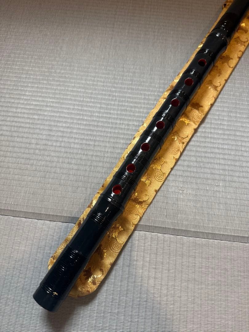 特一本調子　紺色　黒色 篠笛 竹製 7穴