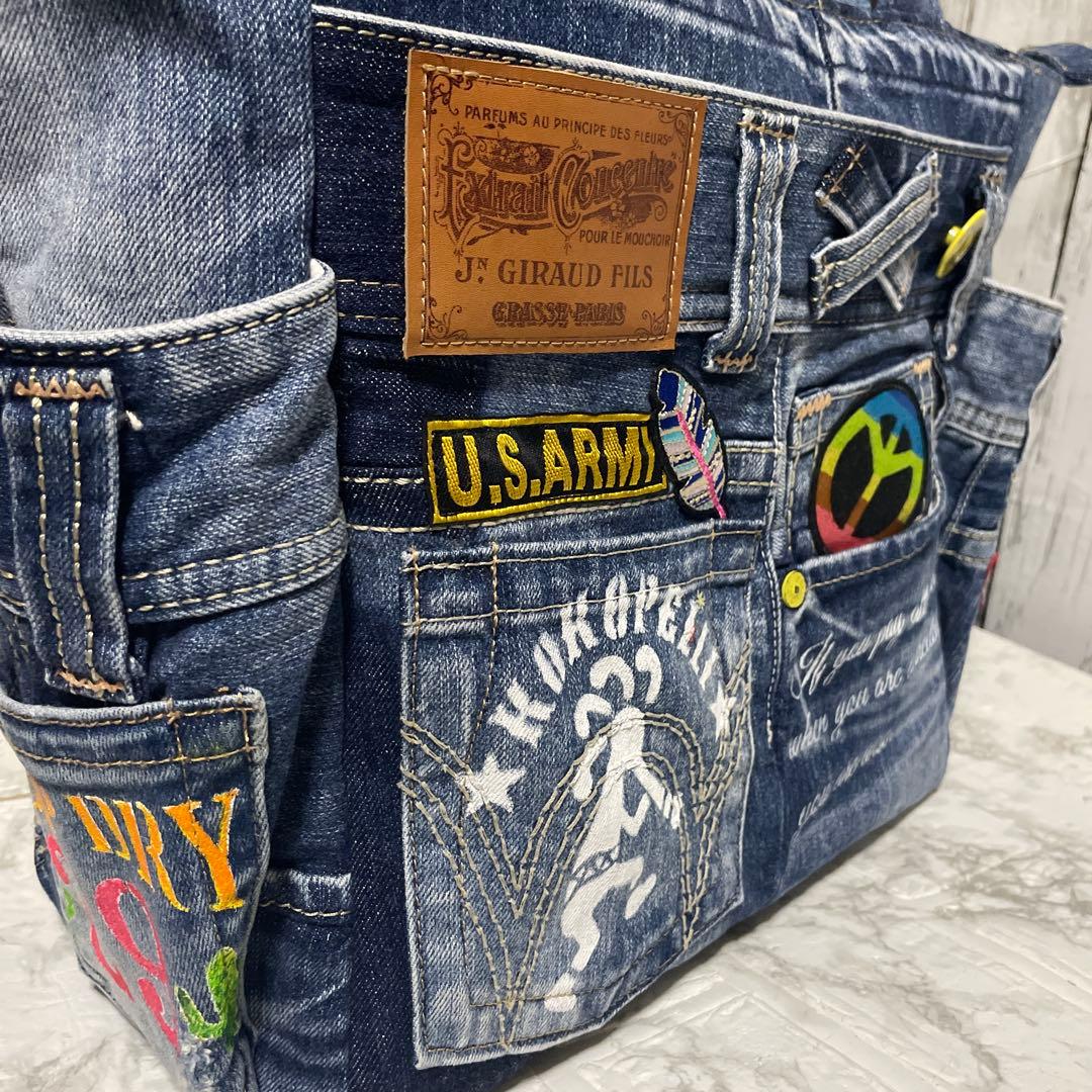No. 508 デニムリメイクバッグ　トートバッグ　インディアン
