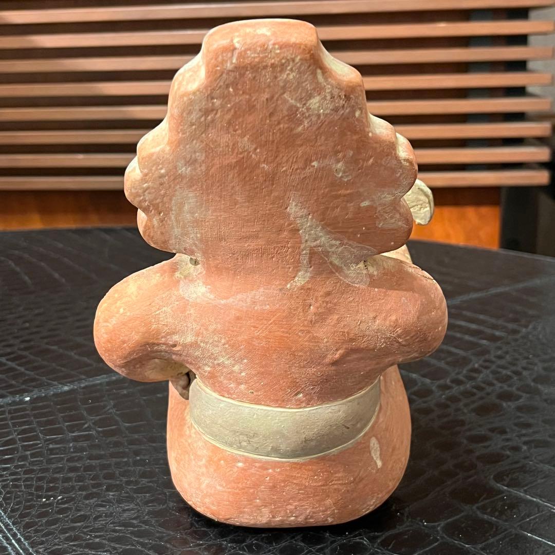 マヤ・アステカの座る神テラコッタ粘土彫刻像 古代文化 陶器製人形