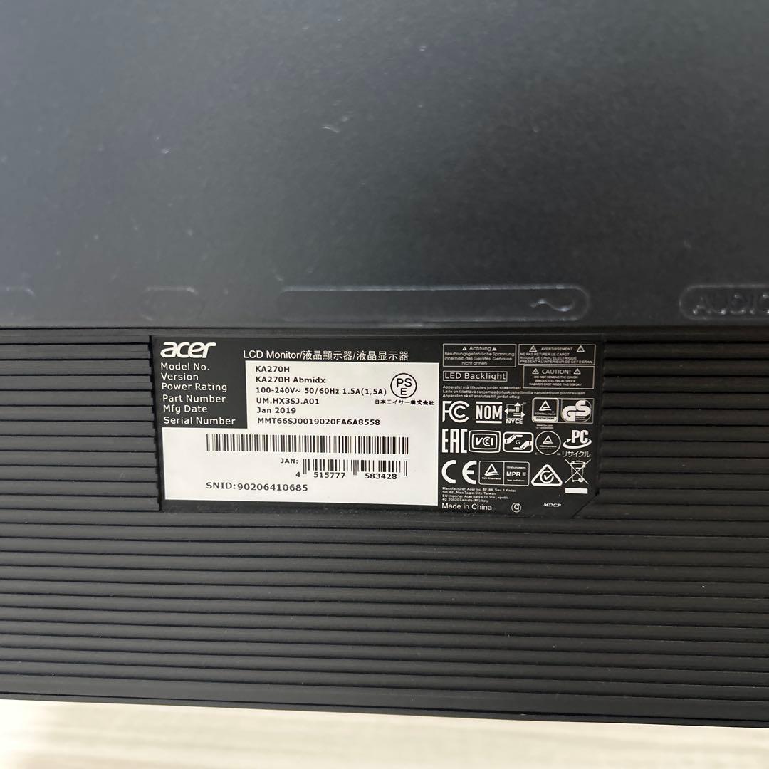 Acer ディスプレイ　27インチ　KA270HAbmidx 2019年製
