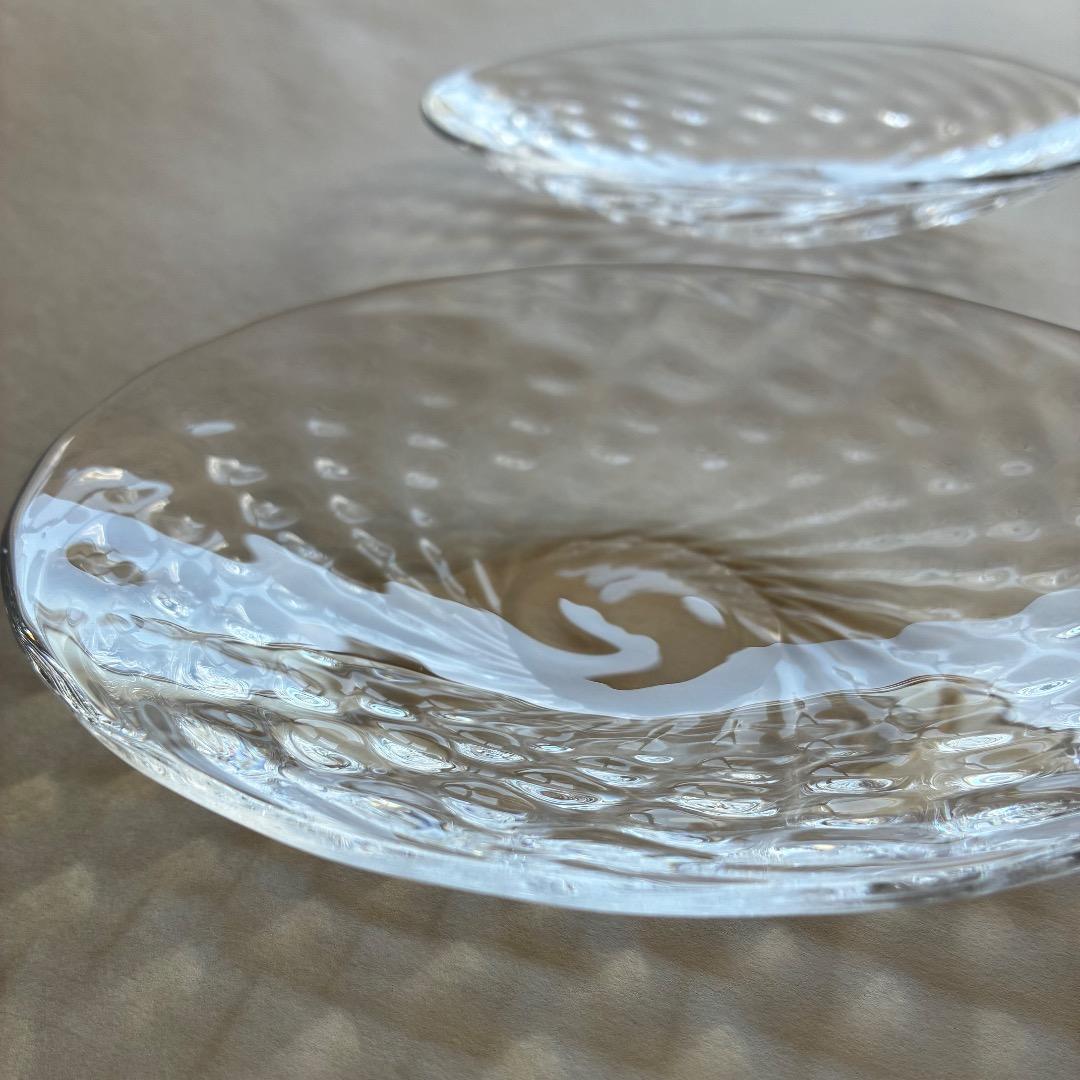 ガラス作家・河上智美 いちご楕円皿 16.5×13.5cm 2枚