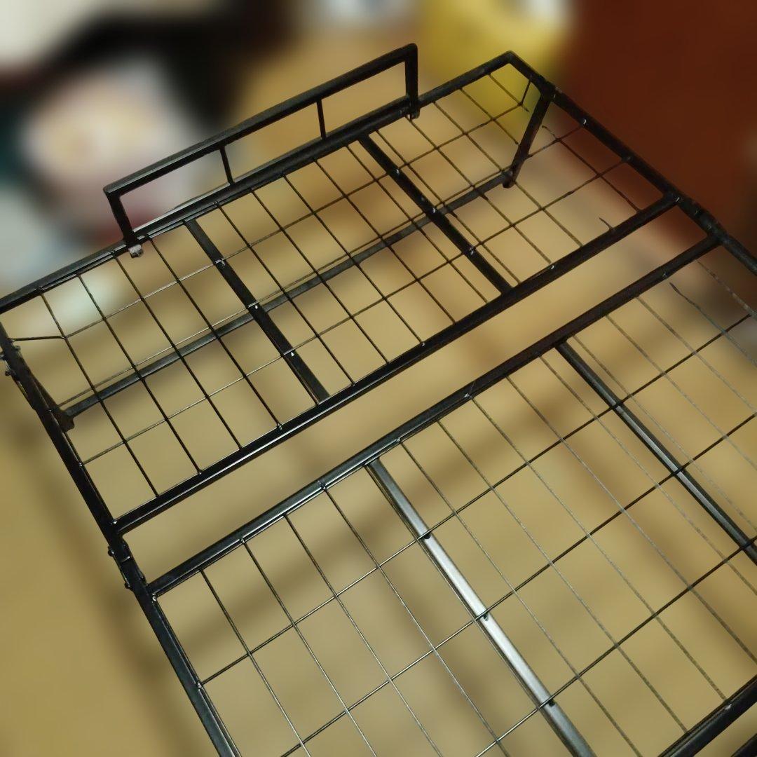 シングルベッドフレーム 金属製 ブラック　マットレス付き