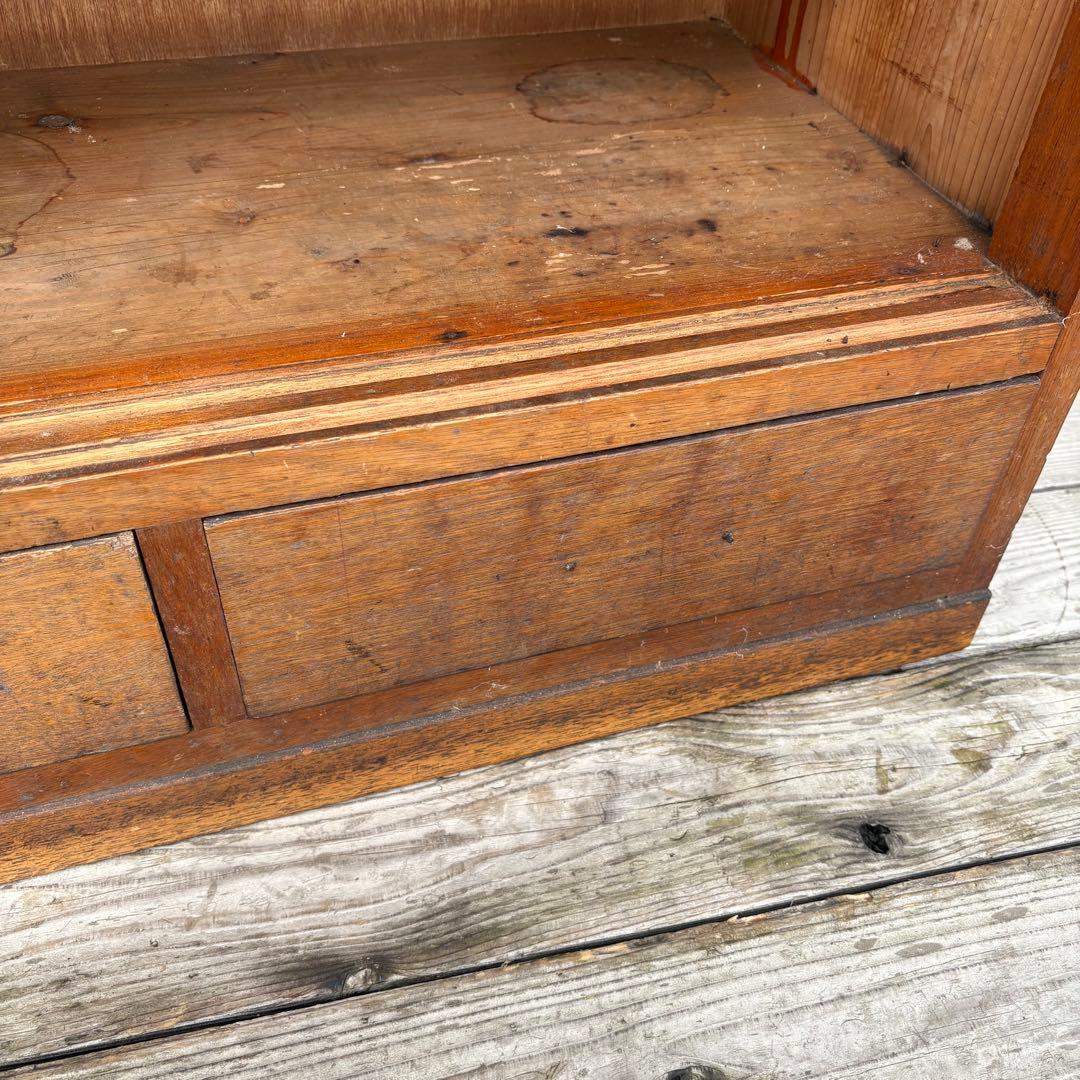 昭和レトロ 古家具 モザイクガラス戸 木製キャビネット 食器棚 サイドボード