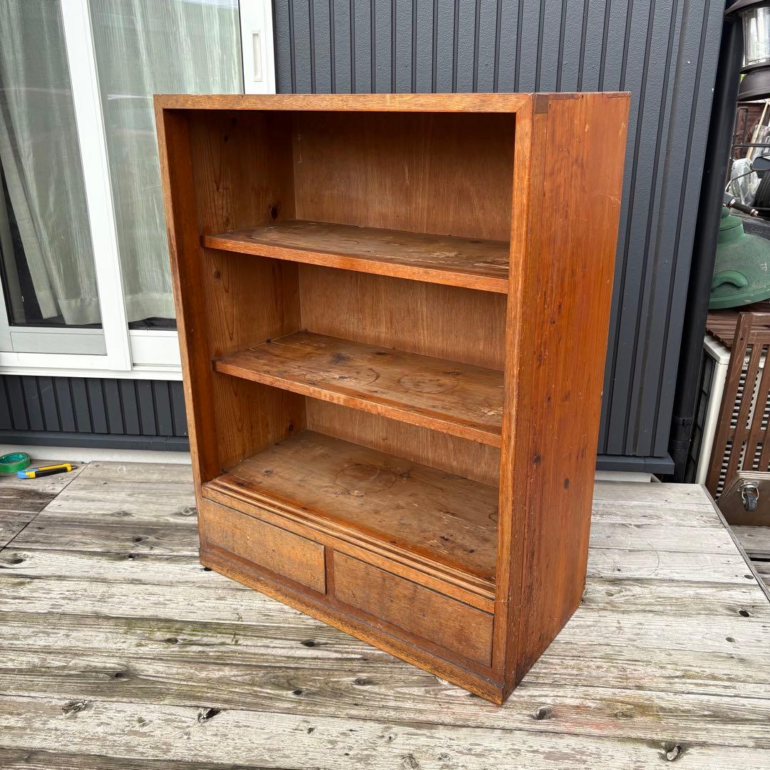 昭和レトロ 古家具 モザイクガラス戸 木製キャビネット 食器棚 サイドボード