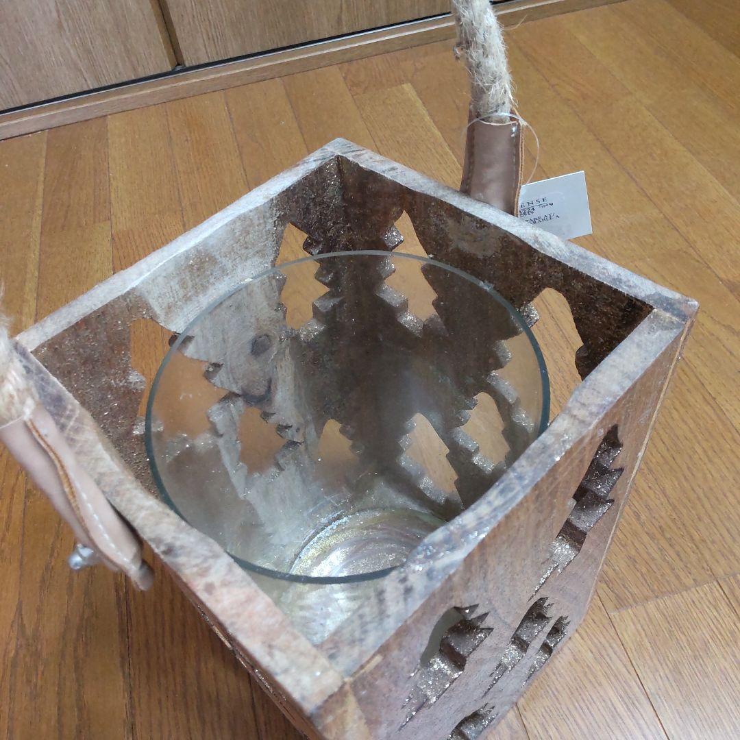 クリスマス 置物 飾り物 木製 ハンドメイド ろうそく 花束入れ ドライフラワー
