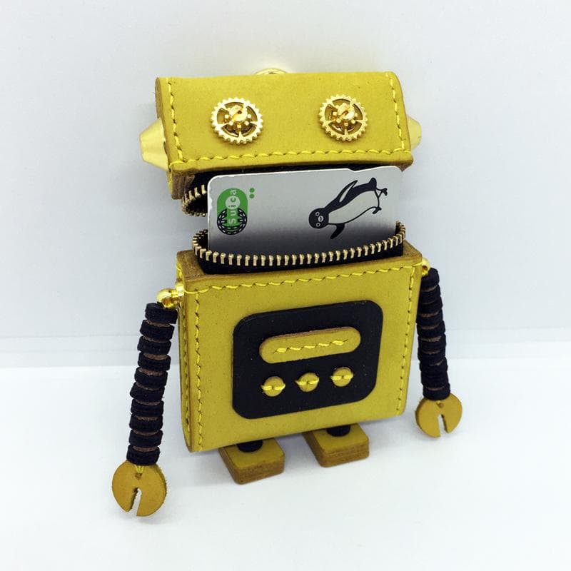 【本革】 ミニポーチ ロボット 小物入れ カード入れ レザー ハンドメイド