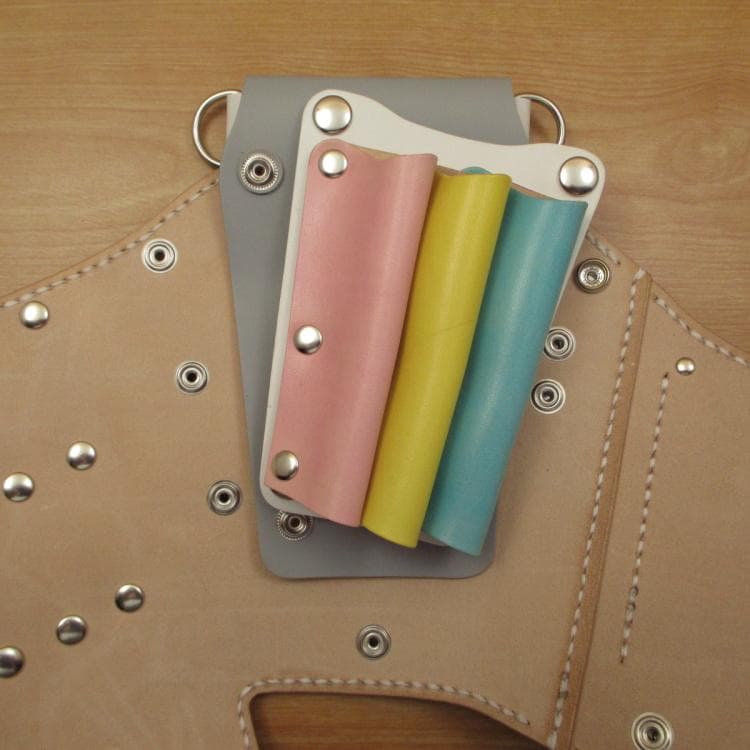 ライトグレー＆カラフル　６丁差し　本革シザーケース　SCA-100/CHB