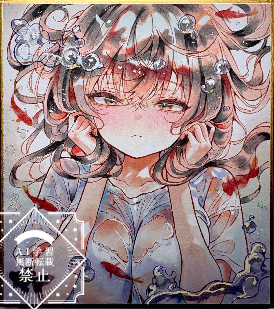 一点物 オリジナル 色紙 手描きイラスト アナログ 女の子 創作 原画 コピック