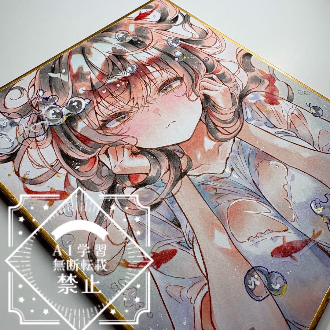 一点物 オリジナル 色紙 手描きイラスト アナログ 女の子 創作 原画 コピック