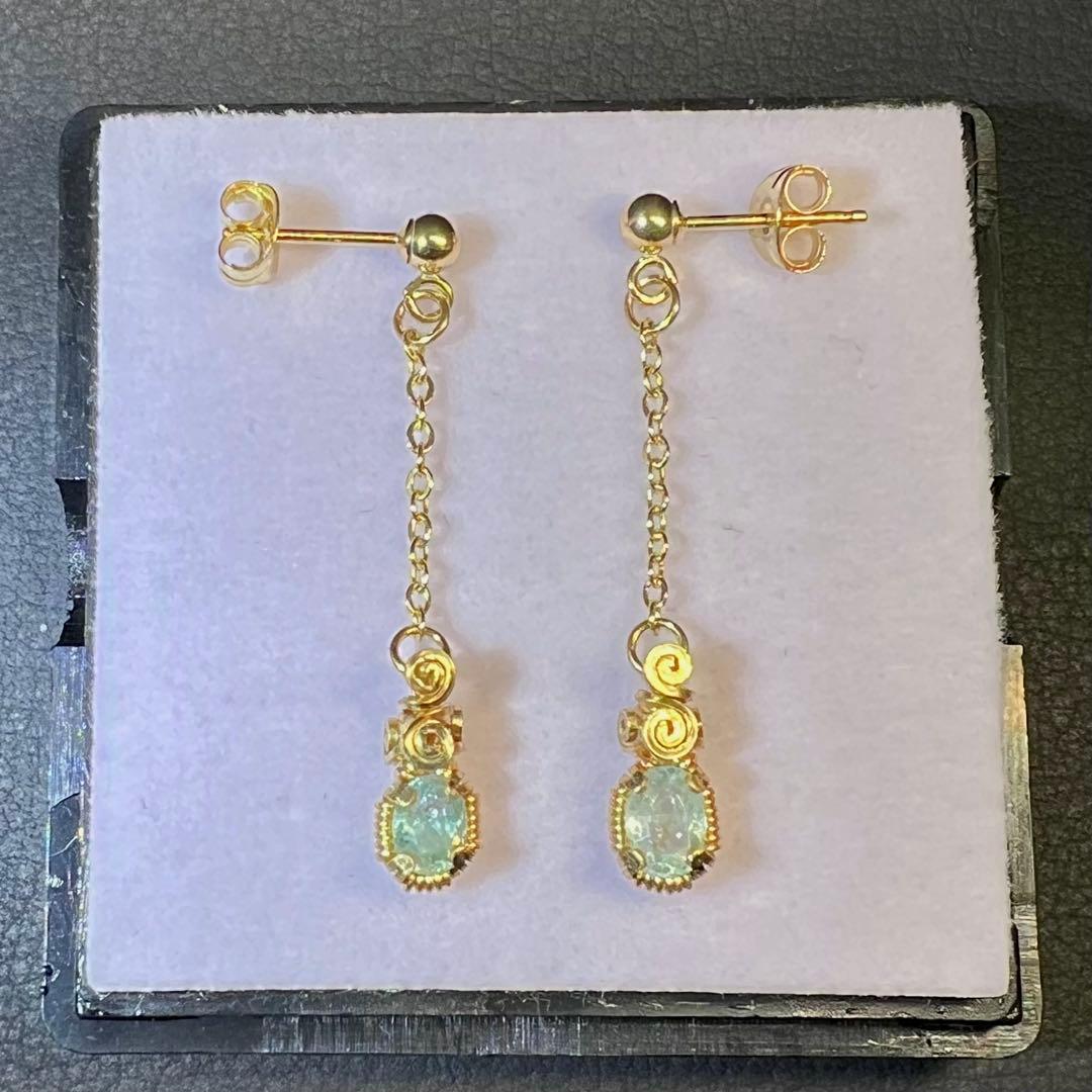 【for ☆彩テラス☆様】パライバトルマリン　チェーンピアス　ポストピアス