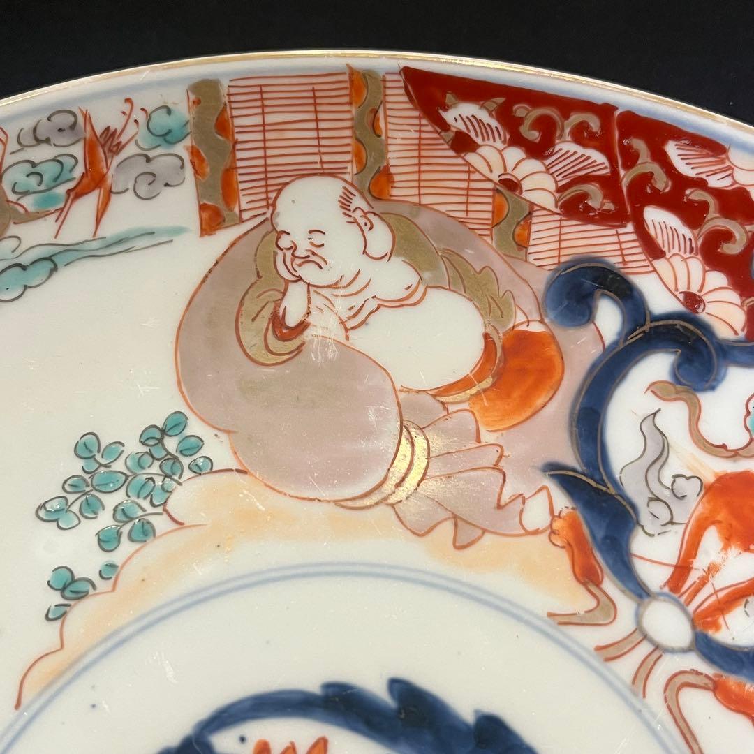 古伊万里様式 色絵 布袋様 大皿 江戸後期〜明治期 祝い皿 飾り皿