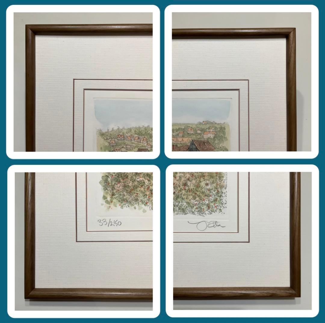 絵画・額縁・版画・織田 義郎・エッチング+手彩色・美術品・インテリア・雑貨