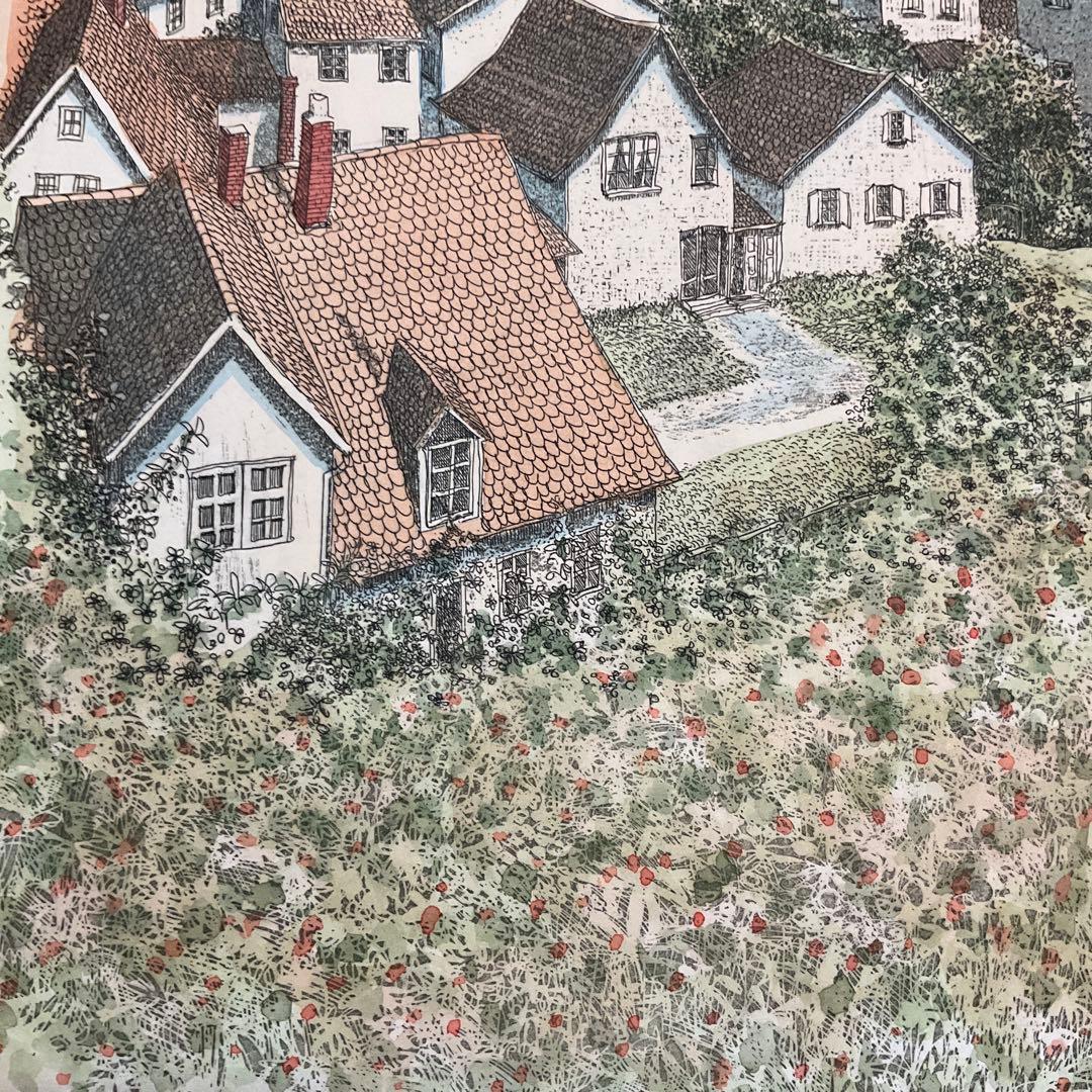 絵画・額縁・版画・織田 義郎・エッチング+手彩色・美術品・インテリア・雑貨