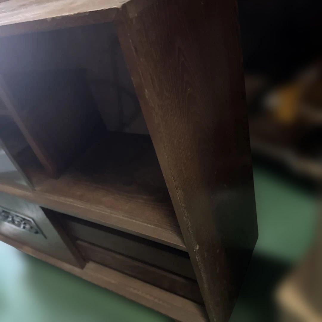 昭和レトロ　木製ガラス扉付きキャビネット