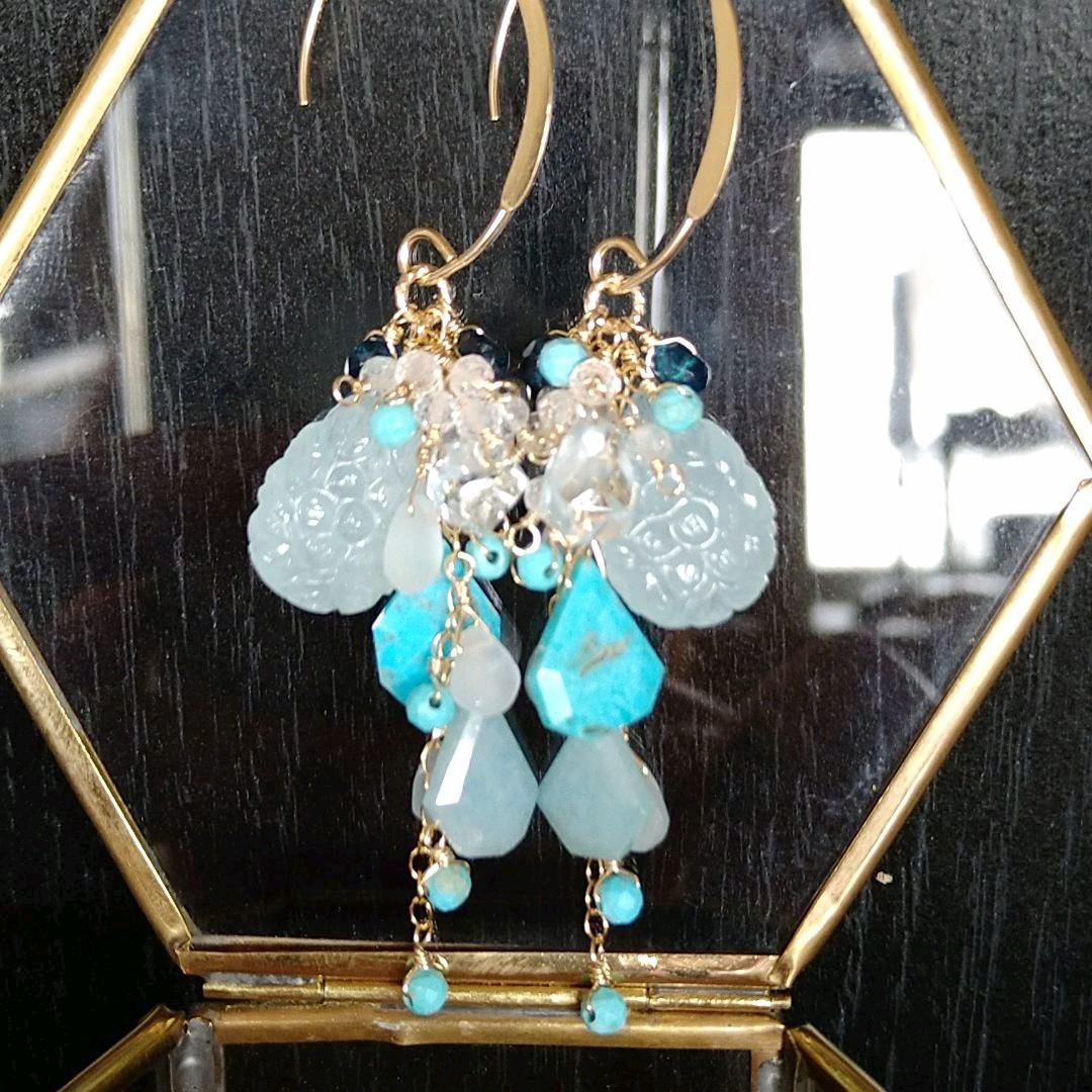 カービング祭り➂新作…春の海…美しい波の音…初登場♡カービングのアクアマリン