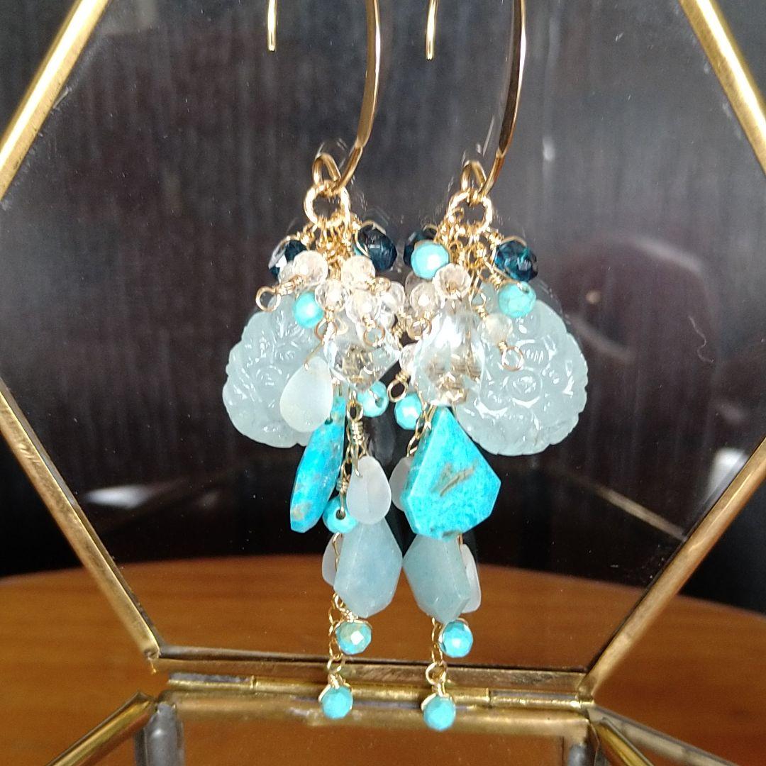 カービング祭り➂新作…春の海…美しい波の音…初登場♡カービングのアクアマリン