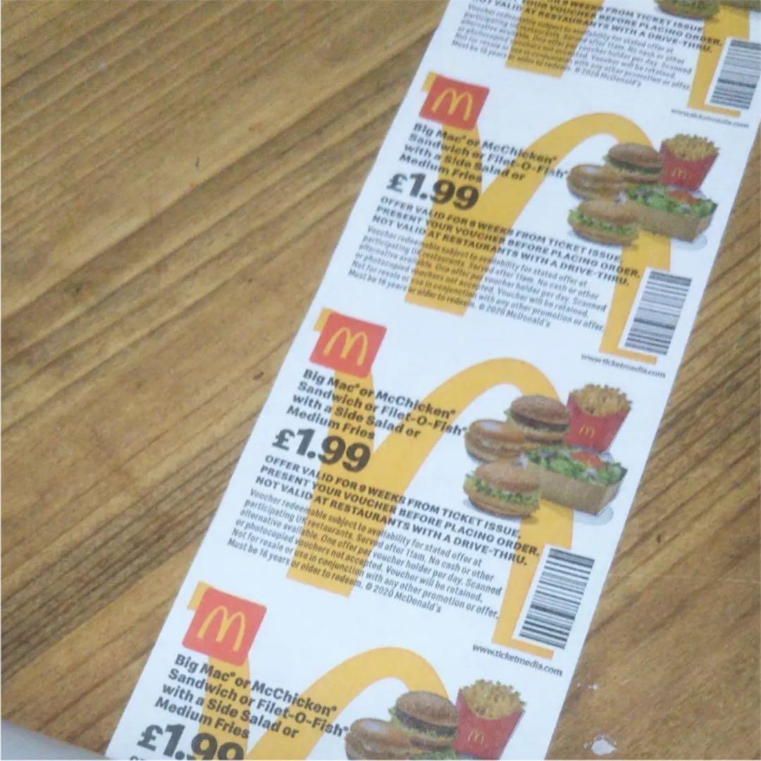 イギリス マクドナルド ロールチケット