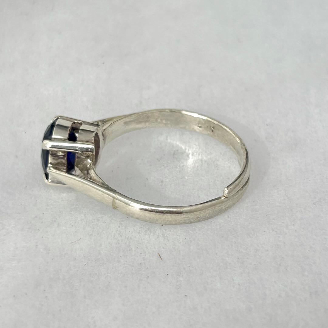 天然サファイア ディープブルー 一点物 SV925リング フリーサイズ 21号