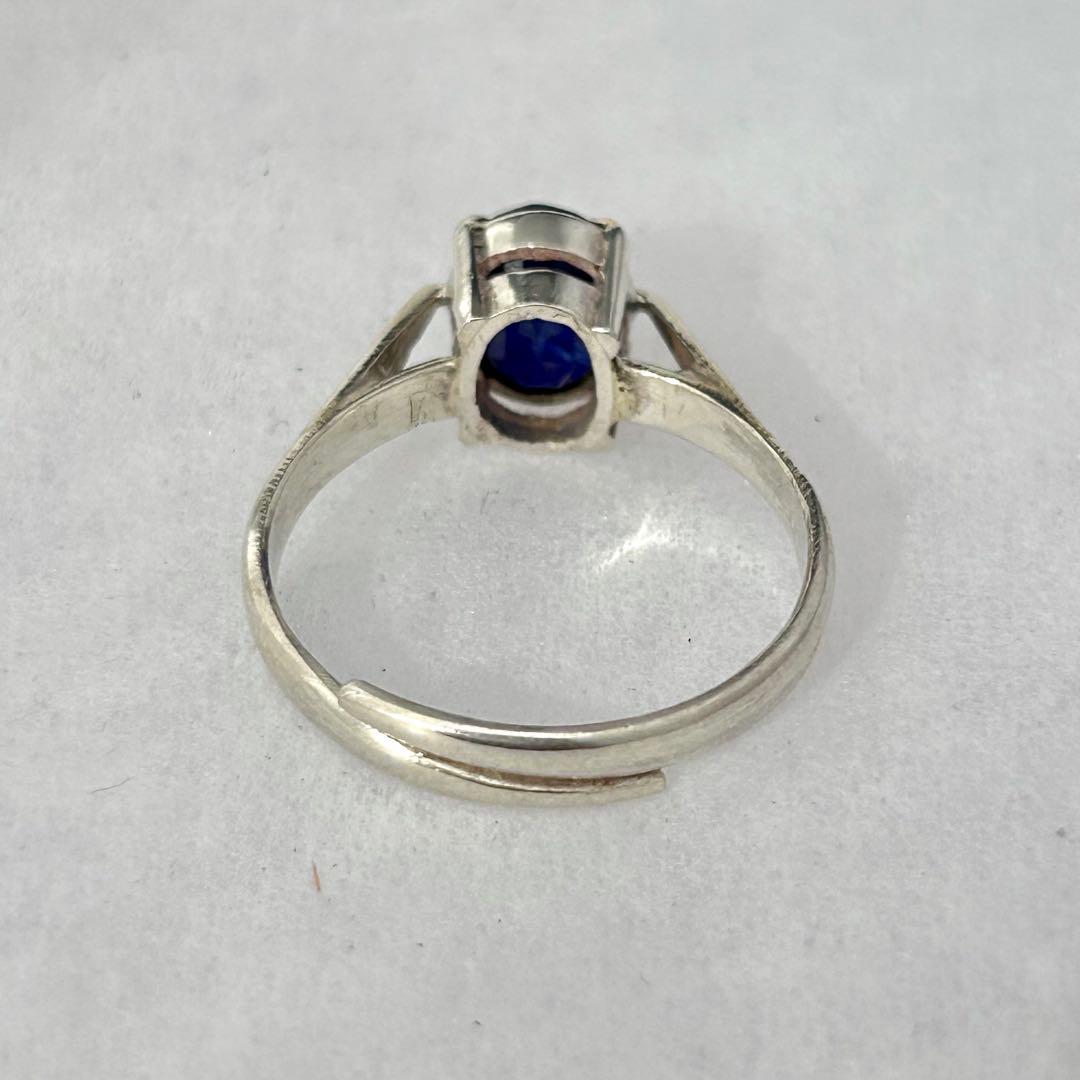 天然サファイア ディープブルー 一点物 SV925リング フリーサイズ 21号
