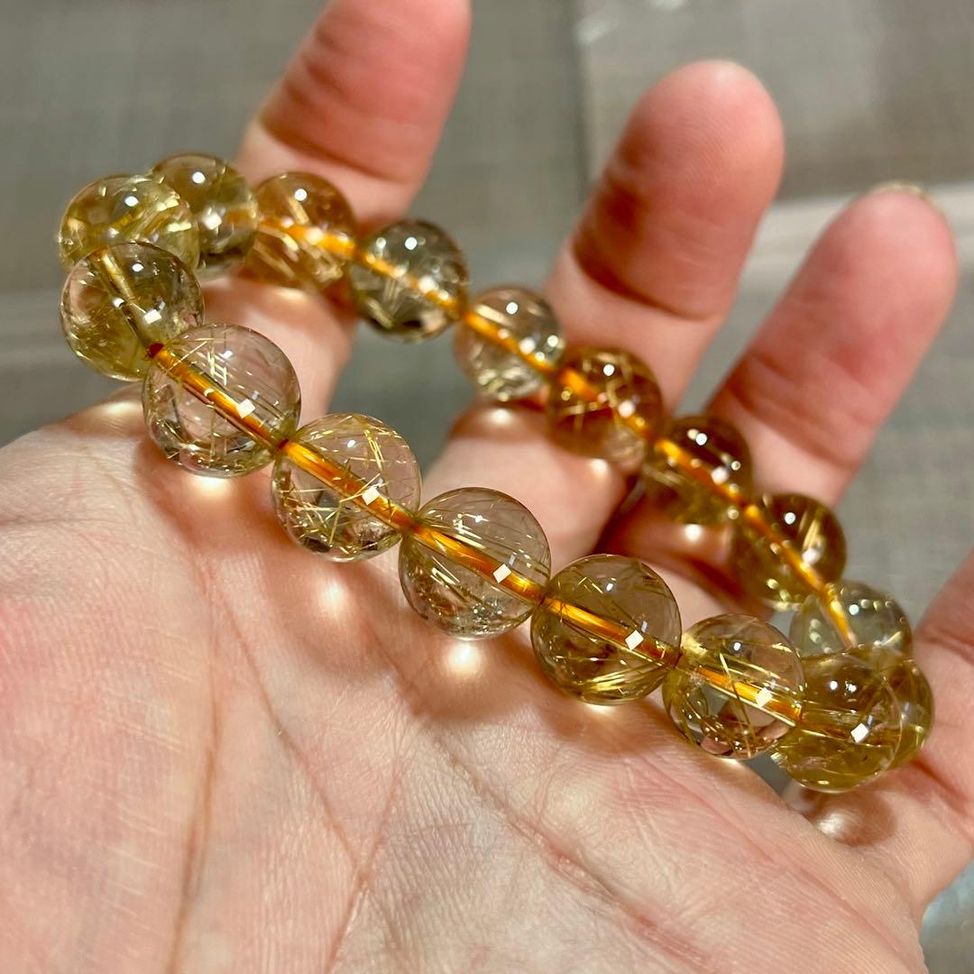 無着色の針　ゴールドルチルブレスレット　ルチルクォーツ　9-11