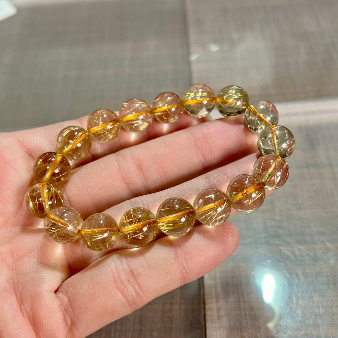 無着色の針　ゴールドルチルブレスレット　ルチルクォーツ　9-11