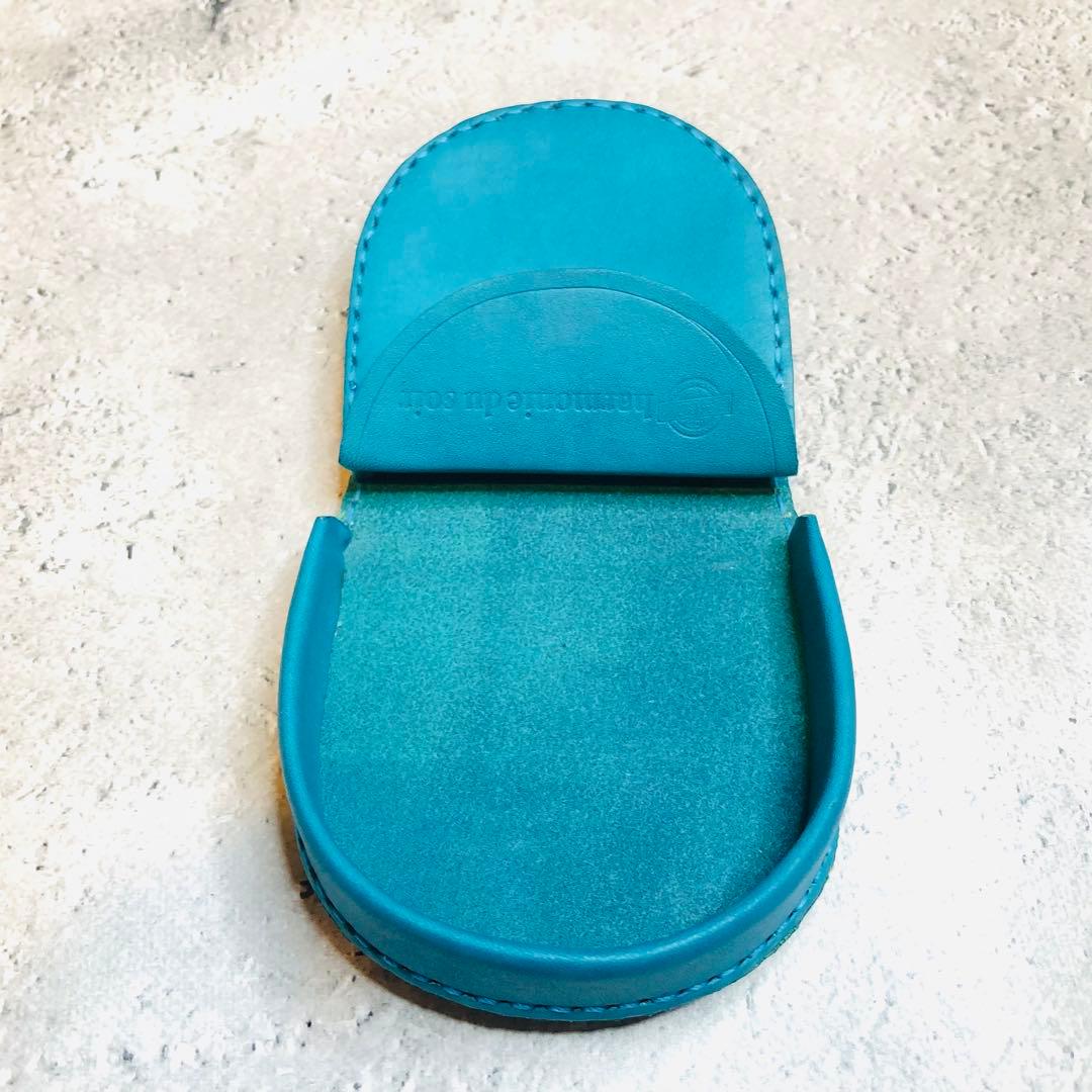 馬蹄型ケース ヌメ革　空色