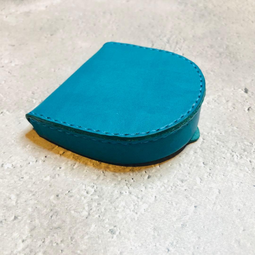 馬蹄型ケース ヌメ革　空色