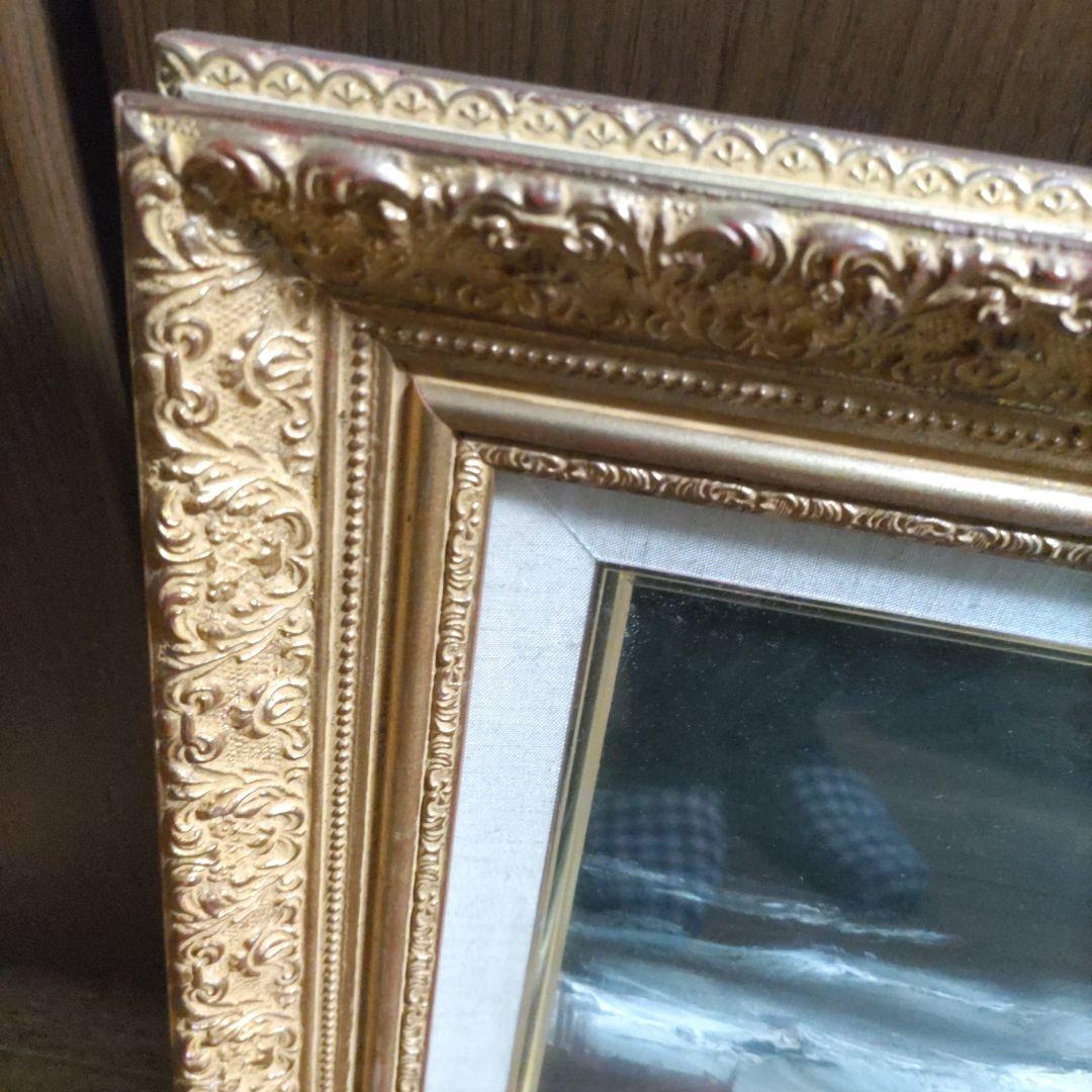 葛西四雄　北の漁村　油彩画　6号