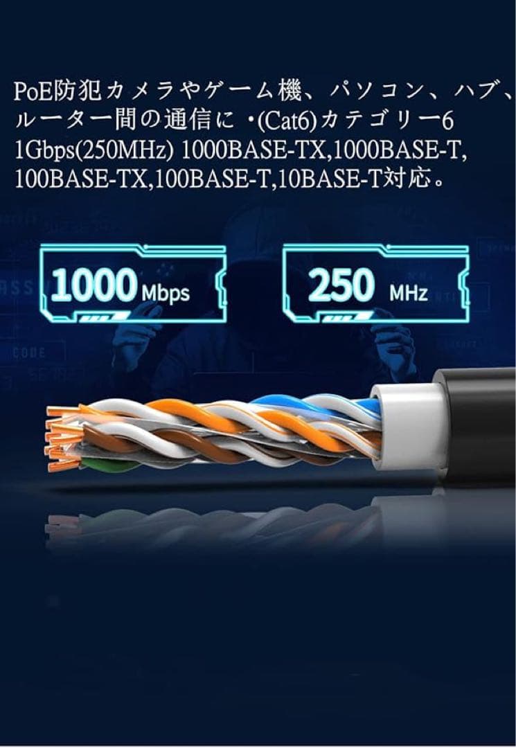 70m CAT6 屋外高耐久 LANケーブル 耐候性 ２重被覆 十字セパレーター