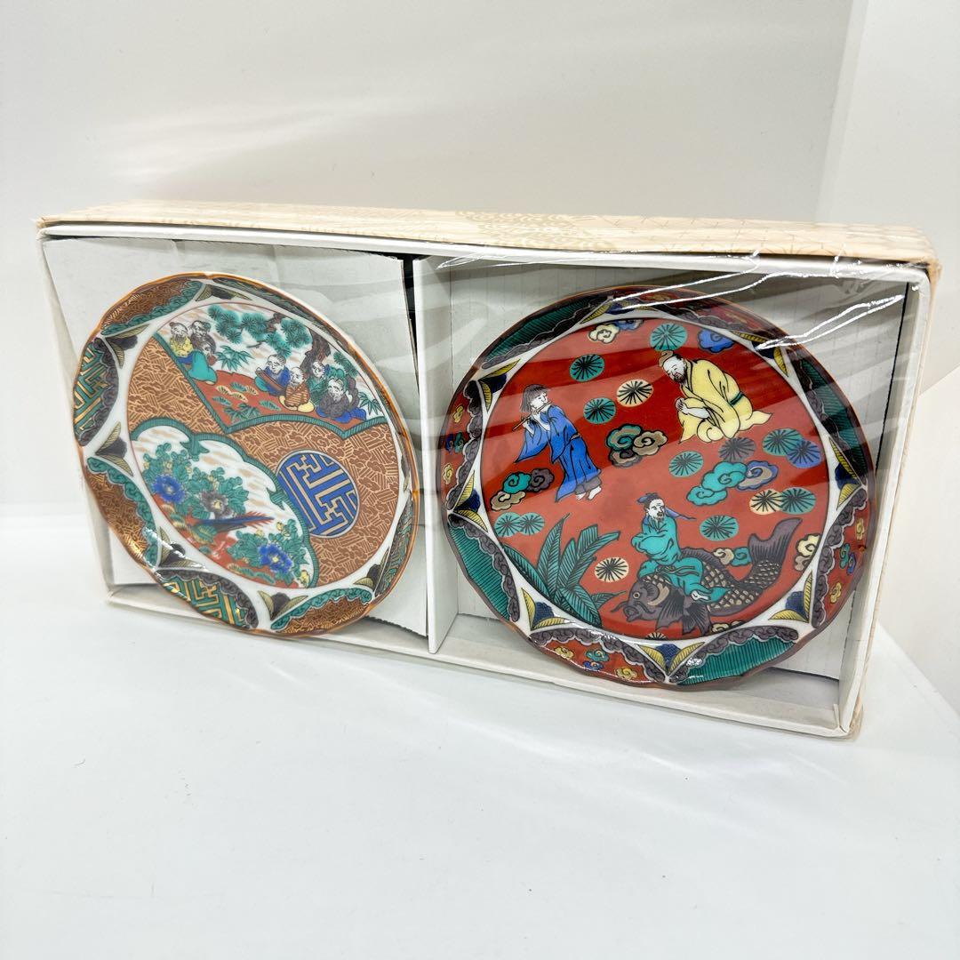 【新品未使用】九谷焼4.5号皿揃 時代絵　商品サイズ 径13.8cm 5枚