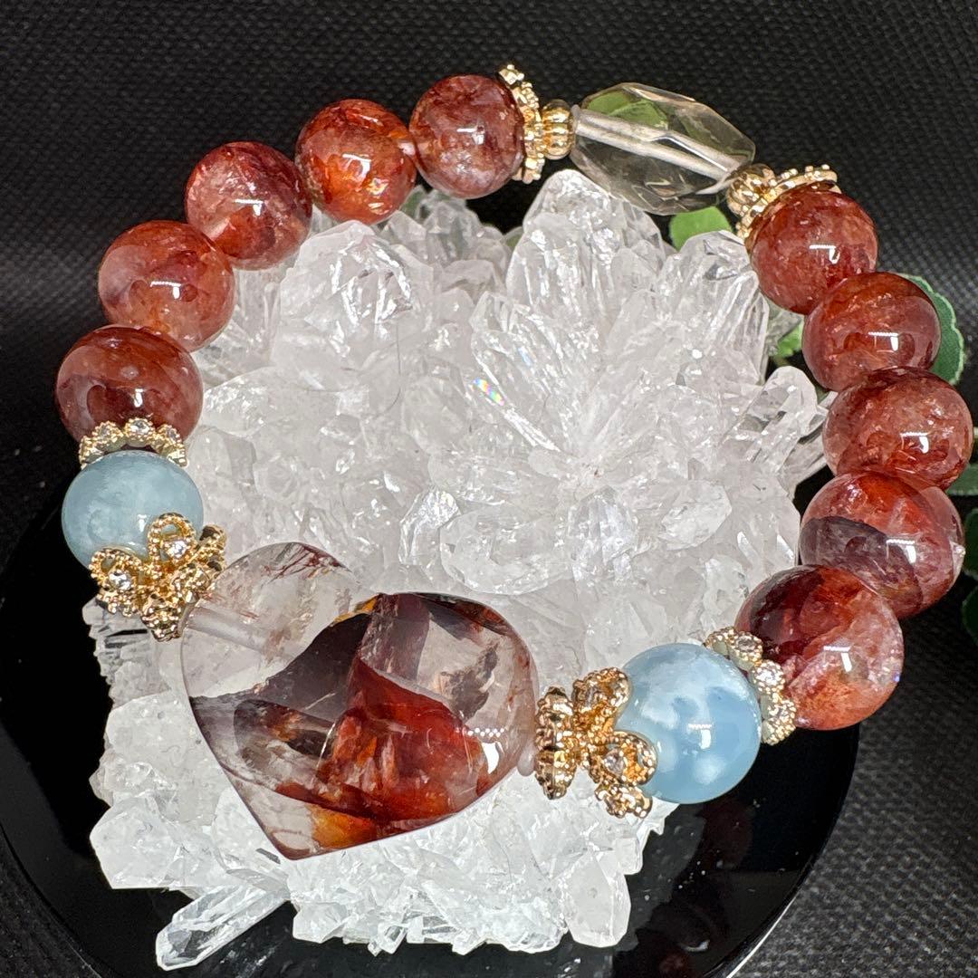 ライモナイトインクォーツハート　ゼウスクォーツ　ブレスレット