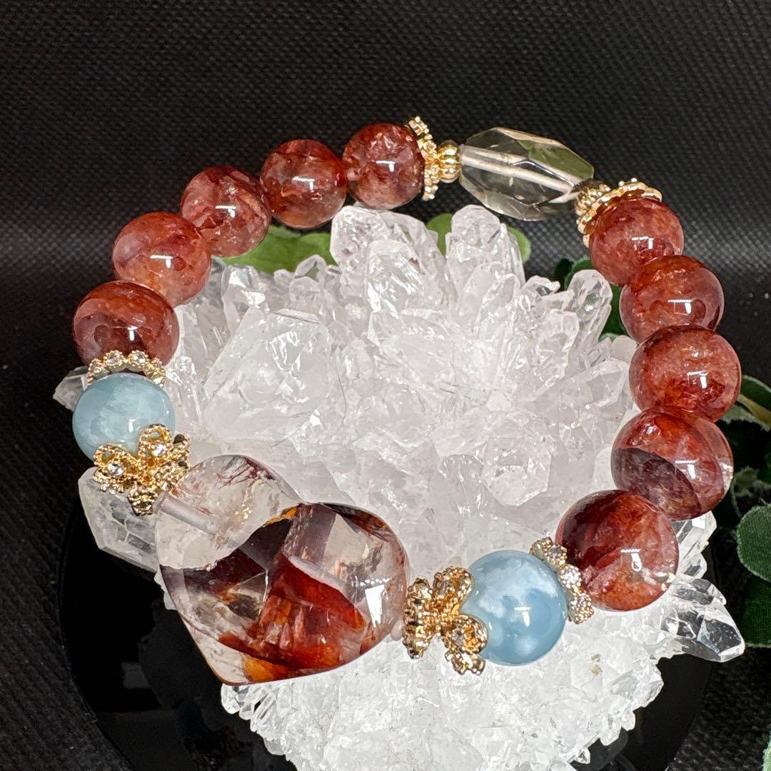 ライモナイトインクォーツハート　ゼウスクォーツ　ブレスレット