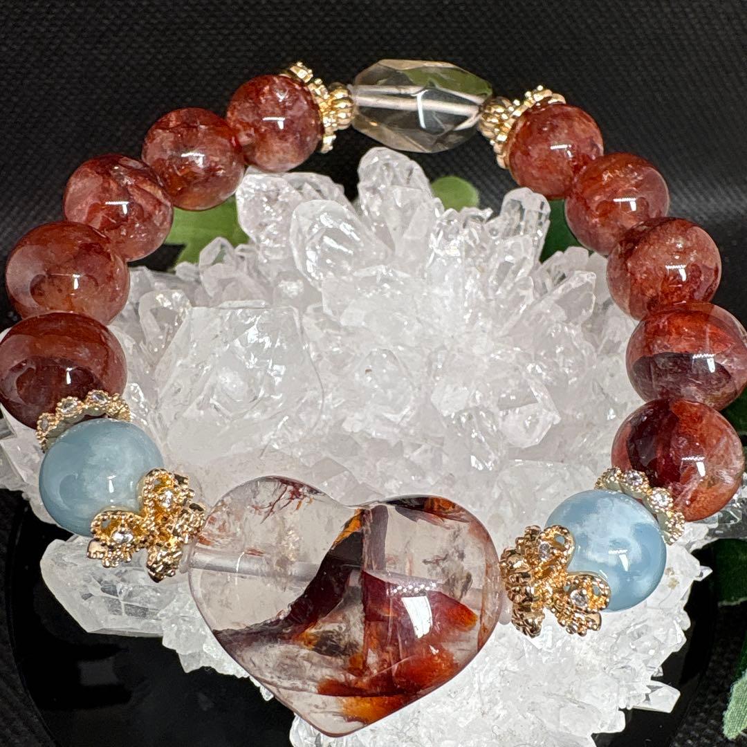 ライモナイトインクォーツハート　ゼウスクォーツ　ブレスレット