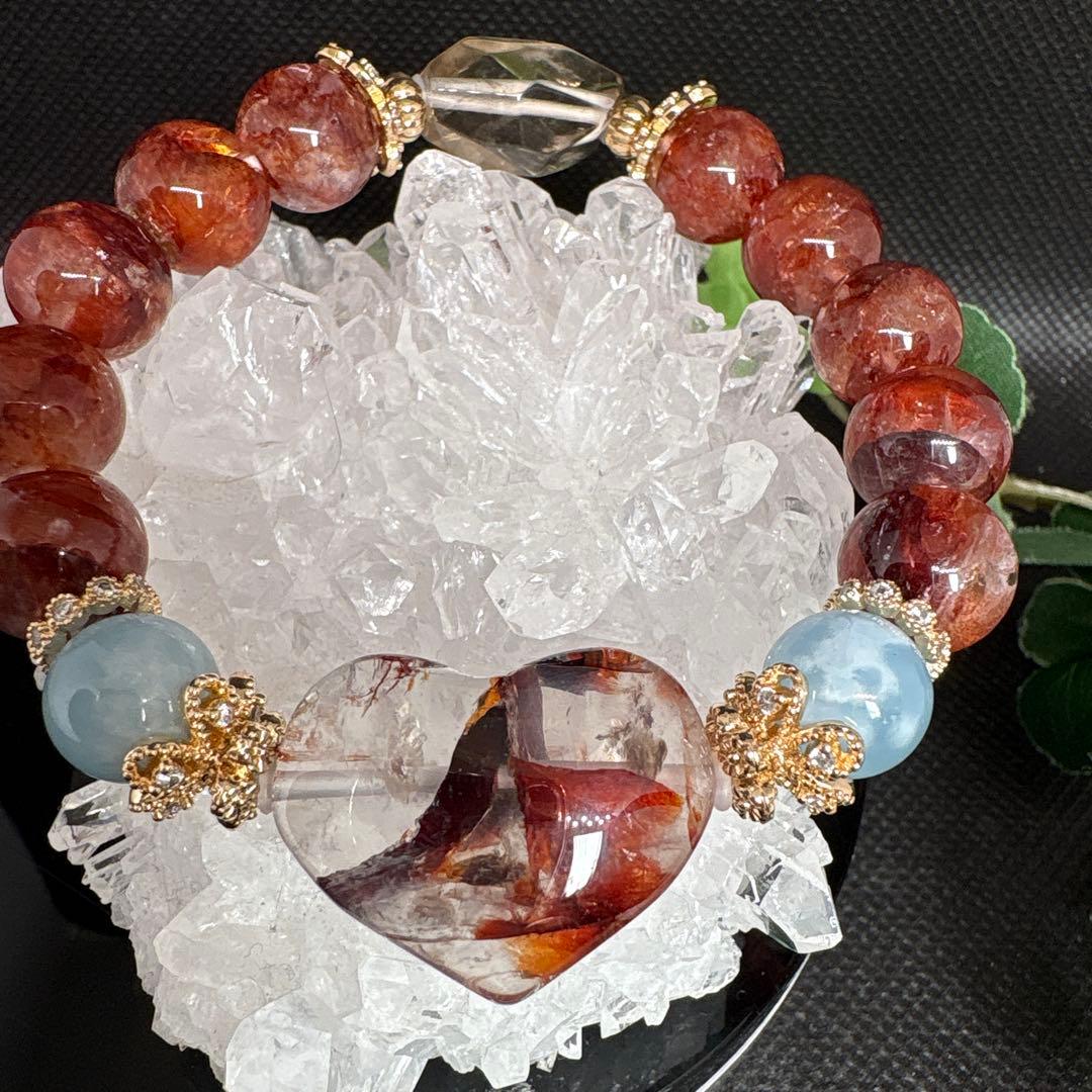 ライモナイトインクォーツハート　ゼウスクォーツ　ブレスレット