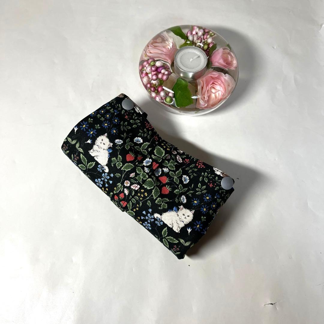 ともこ　エコバッグ　トートバッグ　猫の庭園　ブラック　ハンドメイド