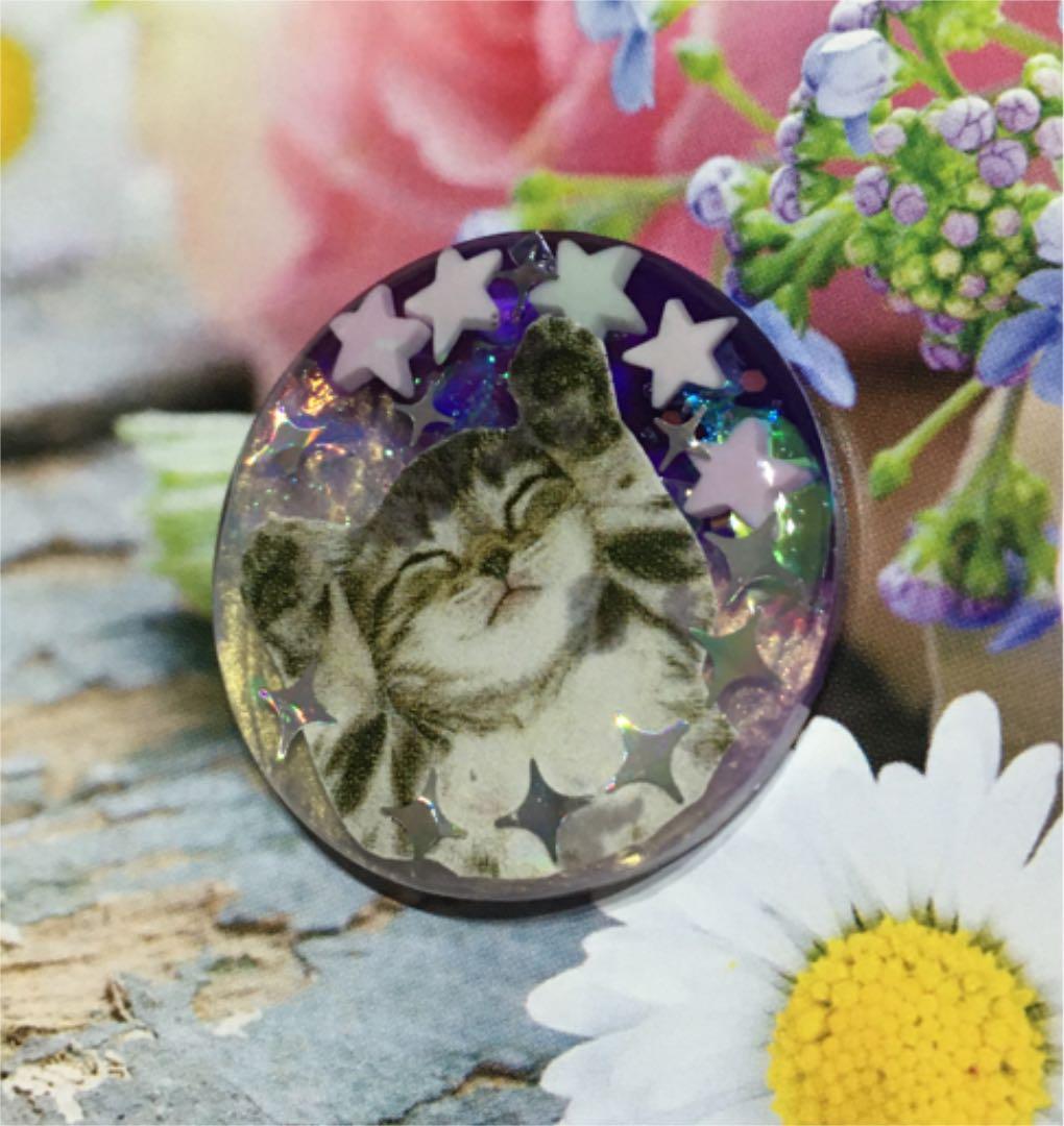 レジンヘアゴム、スヤスヤおやすみ猫ちゃん