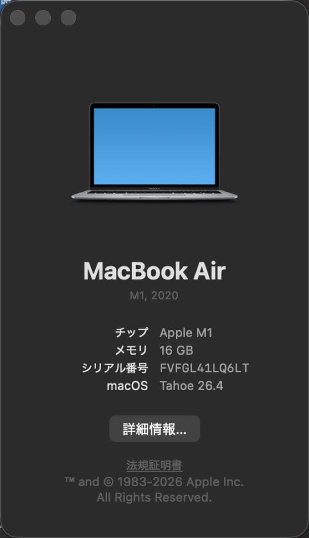 MacBook本体 Apple MacBook Air M1 16GB 1TB