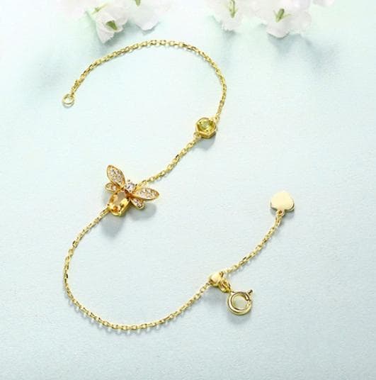 ＜受注制作＞蜜蜂のブレスレット　可愛い　シトリン　11月誕生石　0178