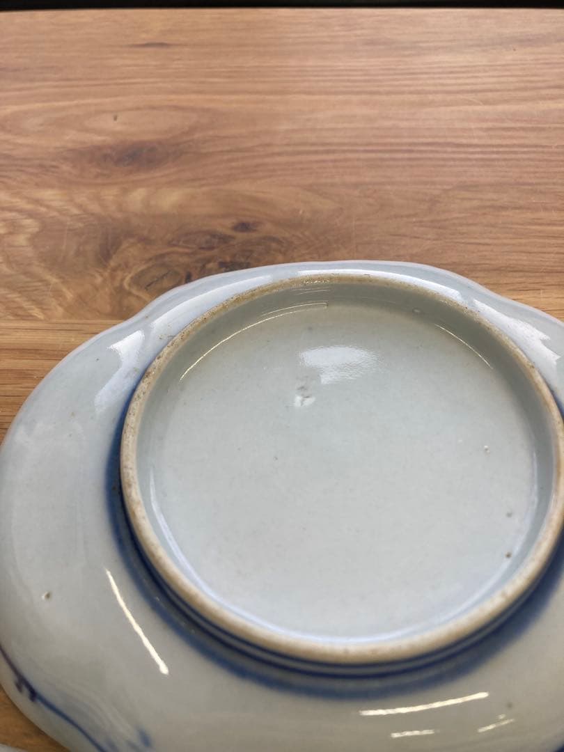 江戸末〜明治期？　古伊万里　染錦　波鶴文　変形皿　平皿　骨董品　3枚セット