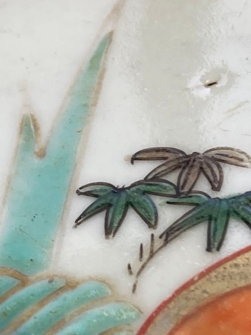 江戸末〜明治期？　古伊万里　染錦　波鶴文　変形皿　平皿　骨董品　3枚セット