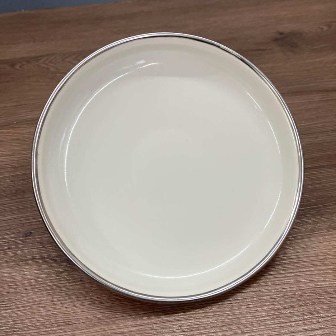 E-2 昭和レトロ ホーロー片手鍋 オレンジ 蓋付き フラワー柄 ビンテージ