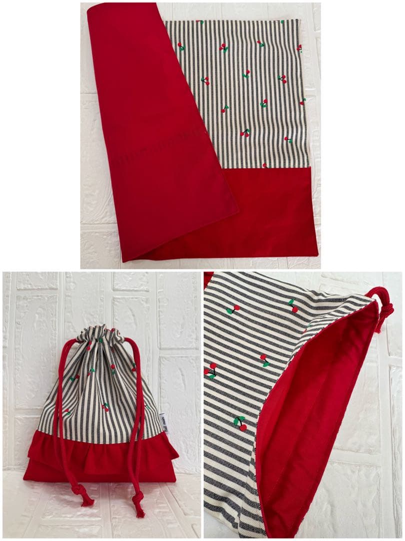 入園入学準備　基本セット　デコレクションズ　ミルクチェリー　赤　フリル