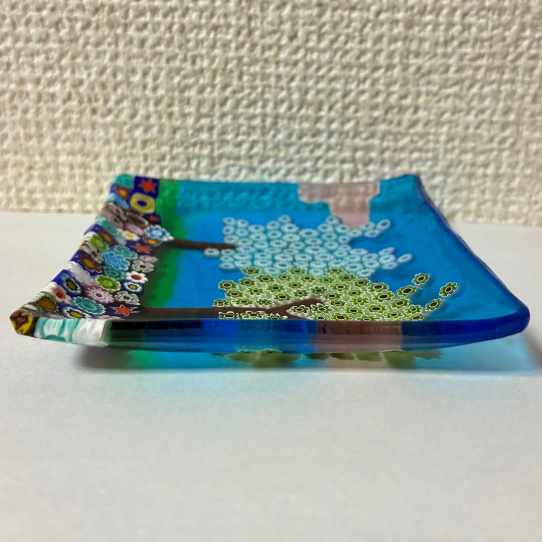 ベネチアンガラス ミルフィオリ プレート スクエア ガラス 豆皿 ムラーノ