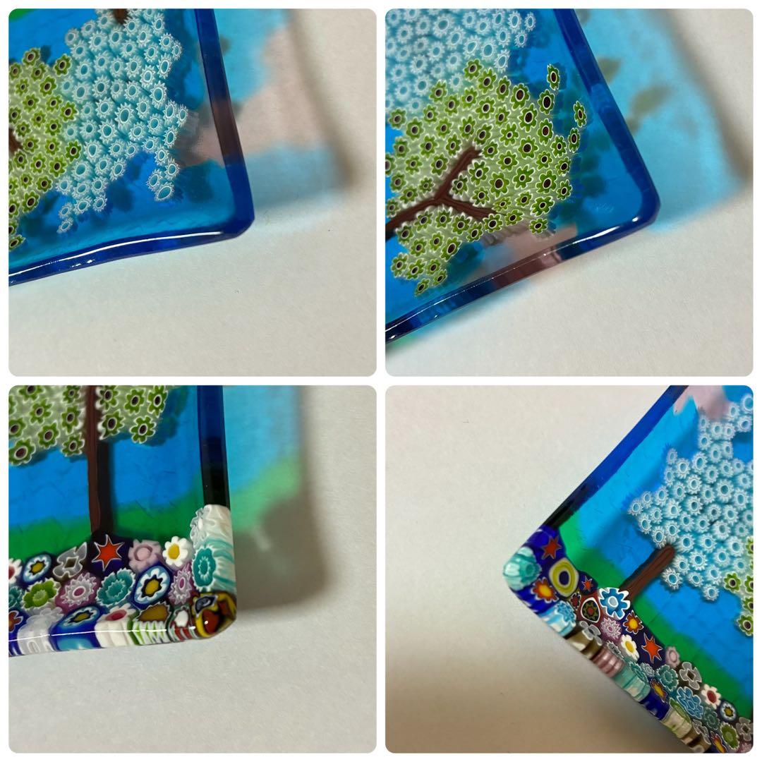 ベネチアンガラス ミルフィオリ プレート スクエア ガラス 豆皿 ムラーノ